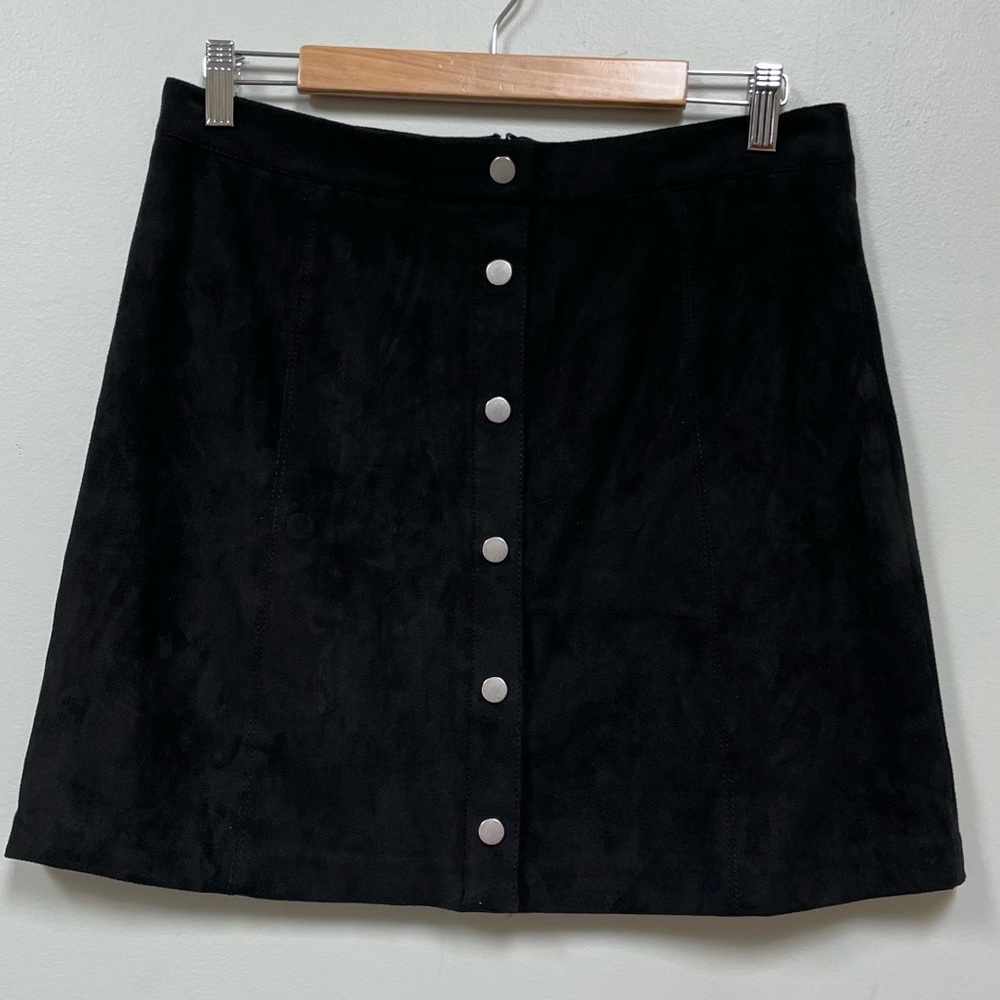 H&M Suede Skirt with Button Front